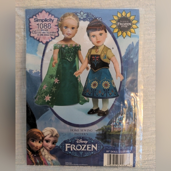 Simplicity Other - Simplicity 18" Doll Disney Frozen Clothes Sewing Pattern 1088
